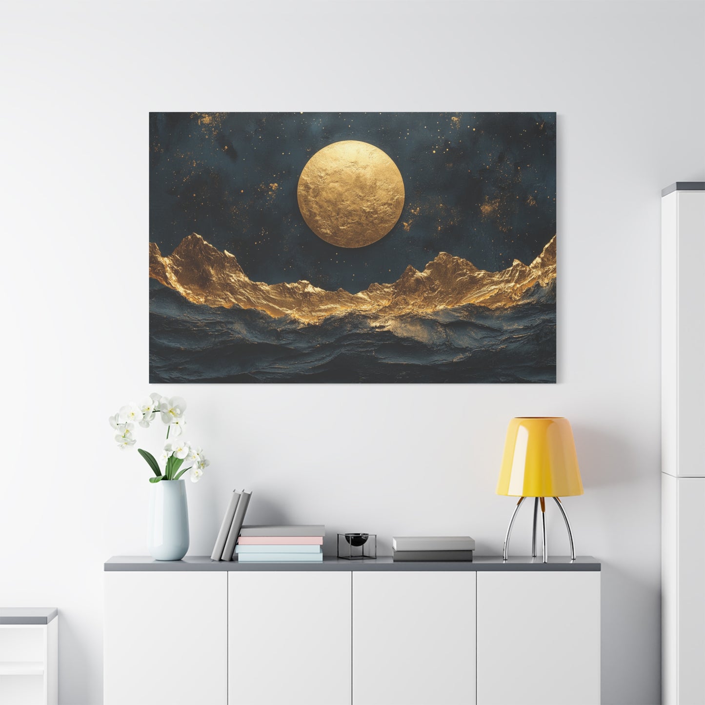 Gold Leaf Gold Moon Landscape - Canvas