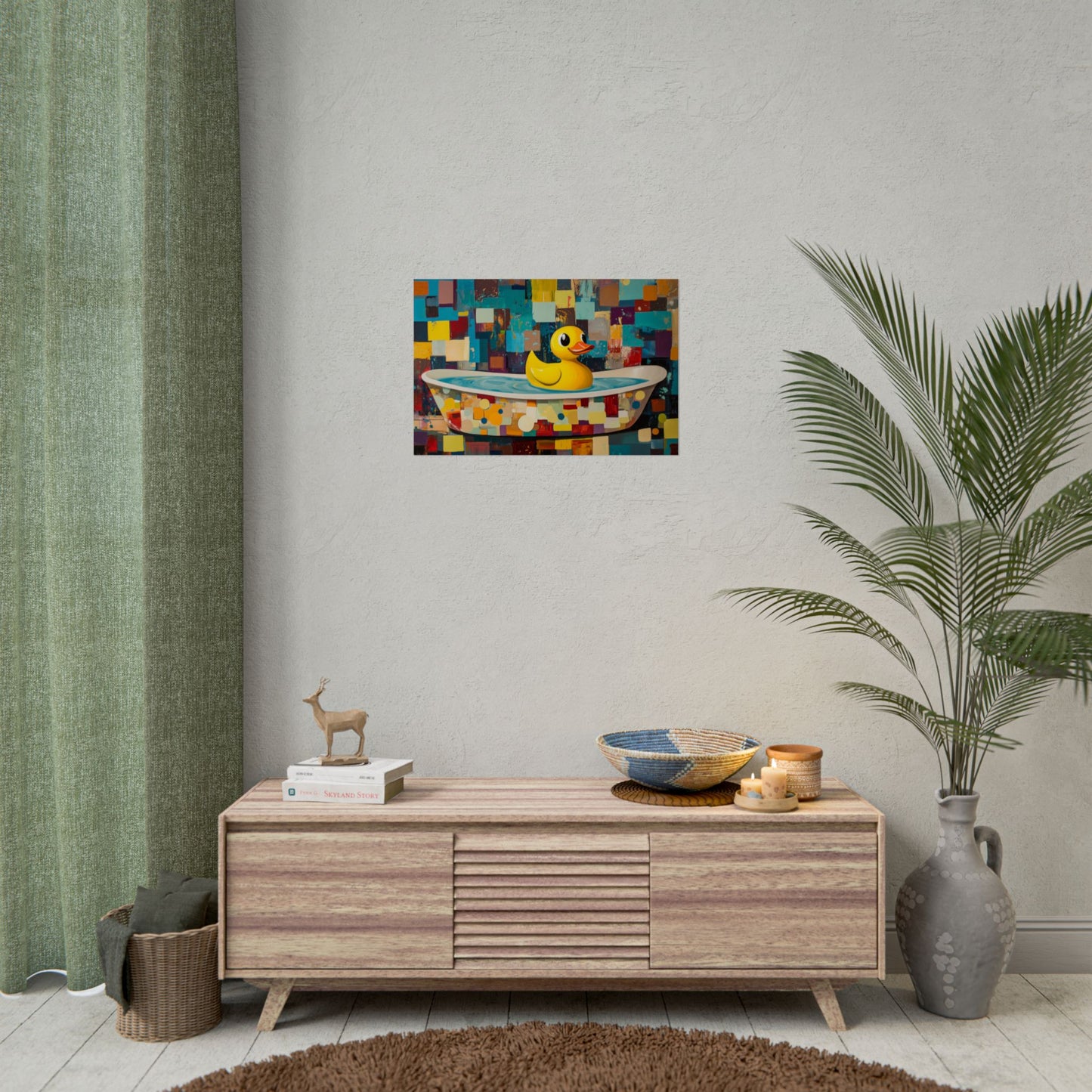 Yellow Rubber Ducky Bathtub Art - Premium Art Print