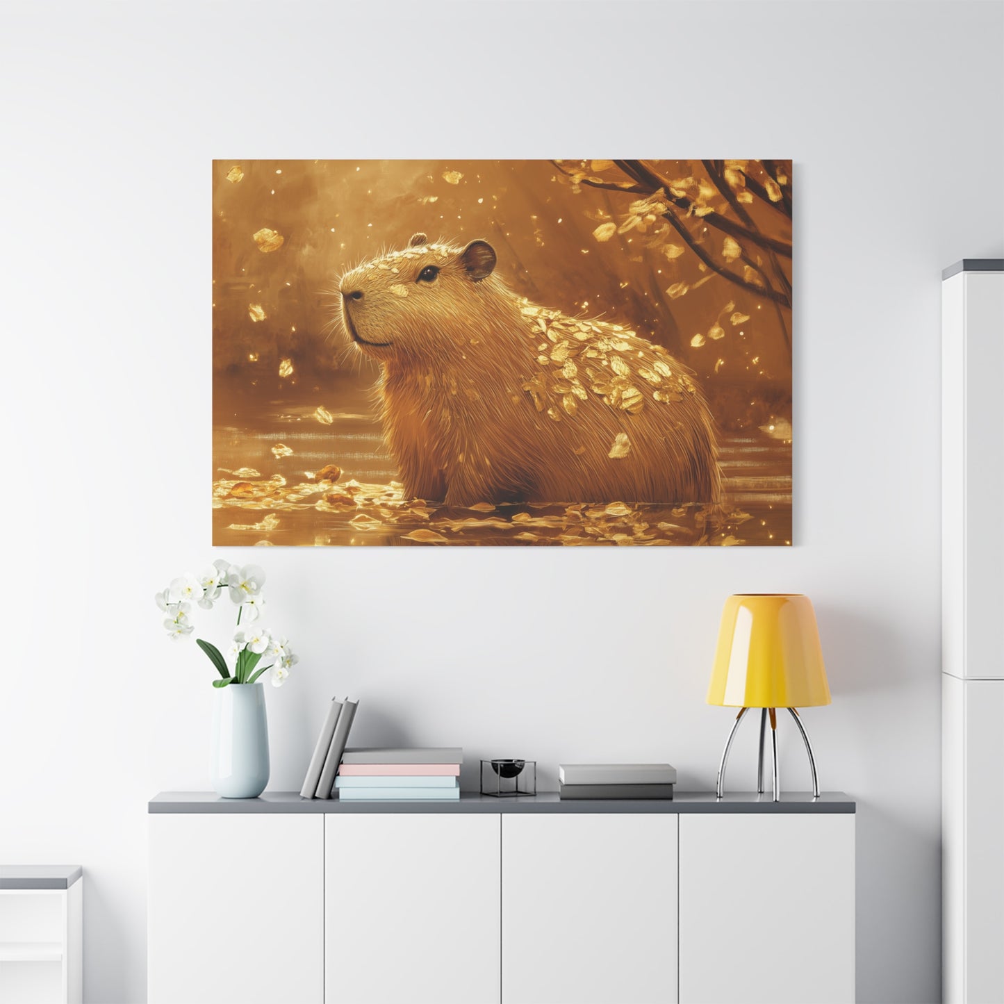 Gold Leaf Capybara Art - Canvas