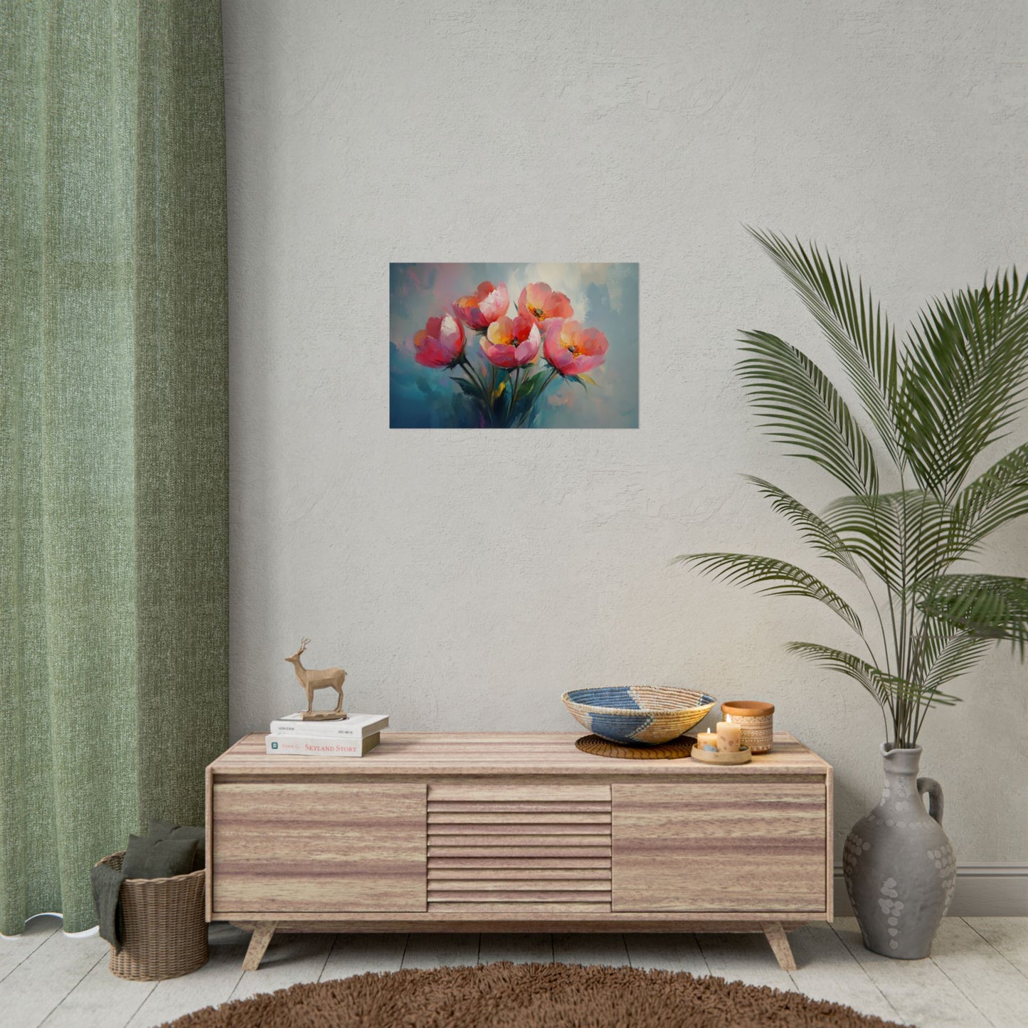 Pink Abstract Flowers - Premium Art Print