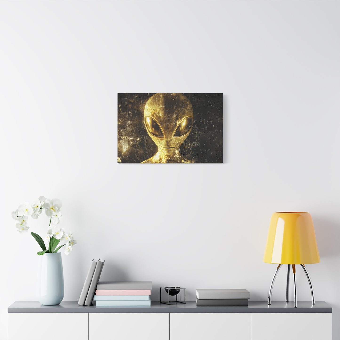 Gold Leaf Extraterrestrial Alien Art - Canvas