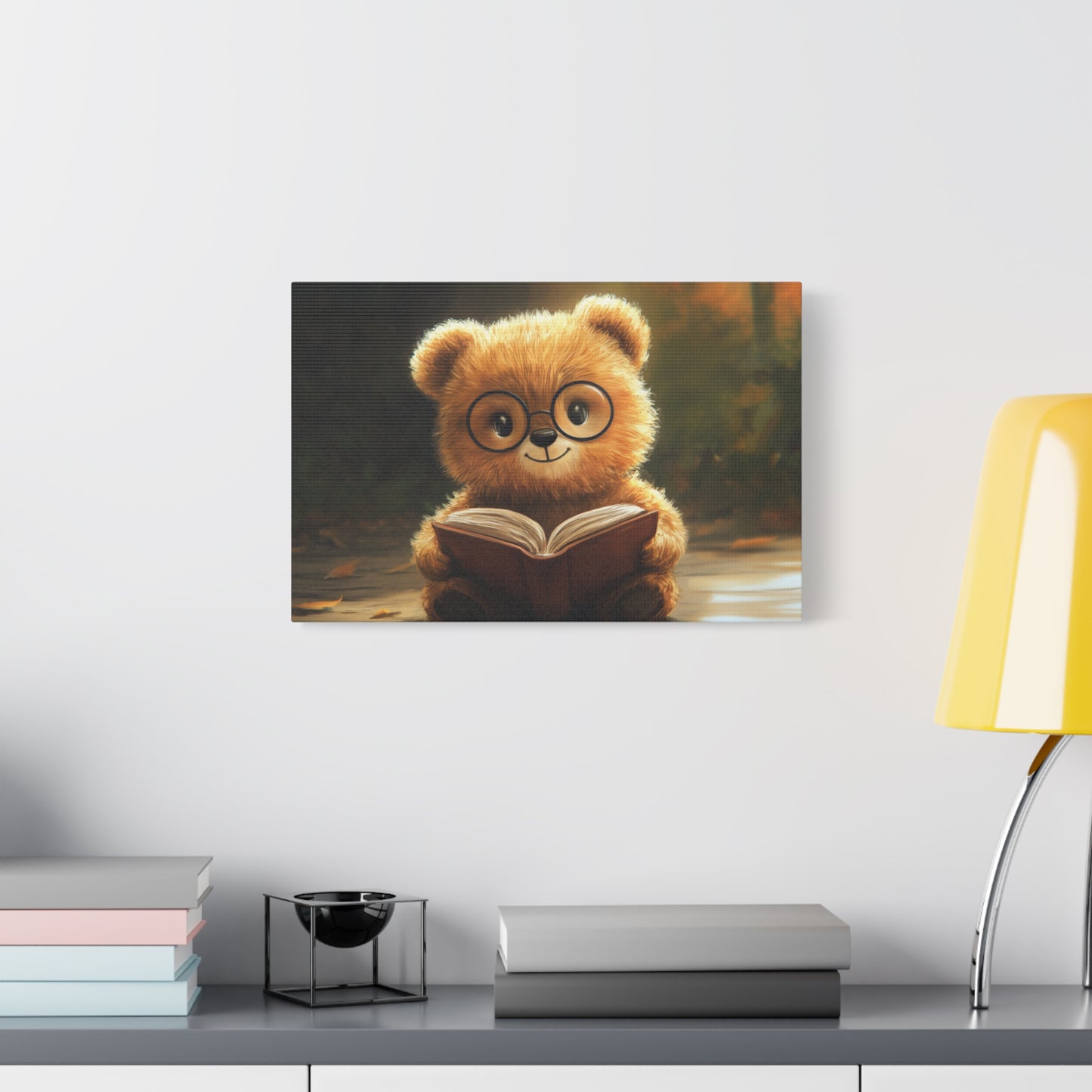 Adorable Teddy Bear Reading - Canvas