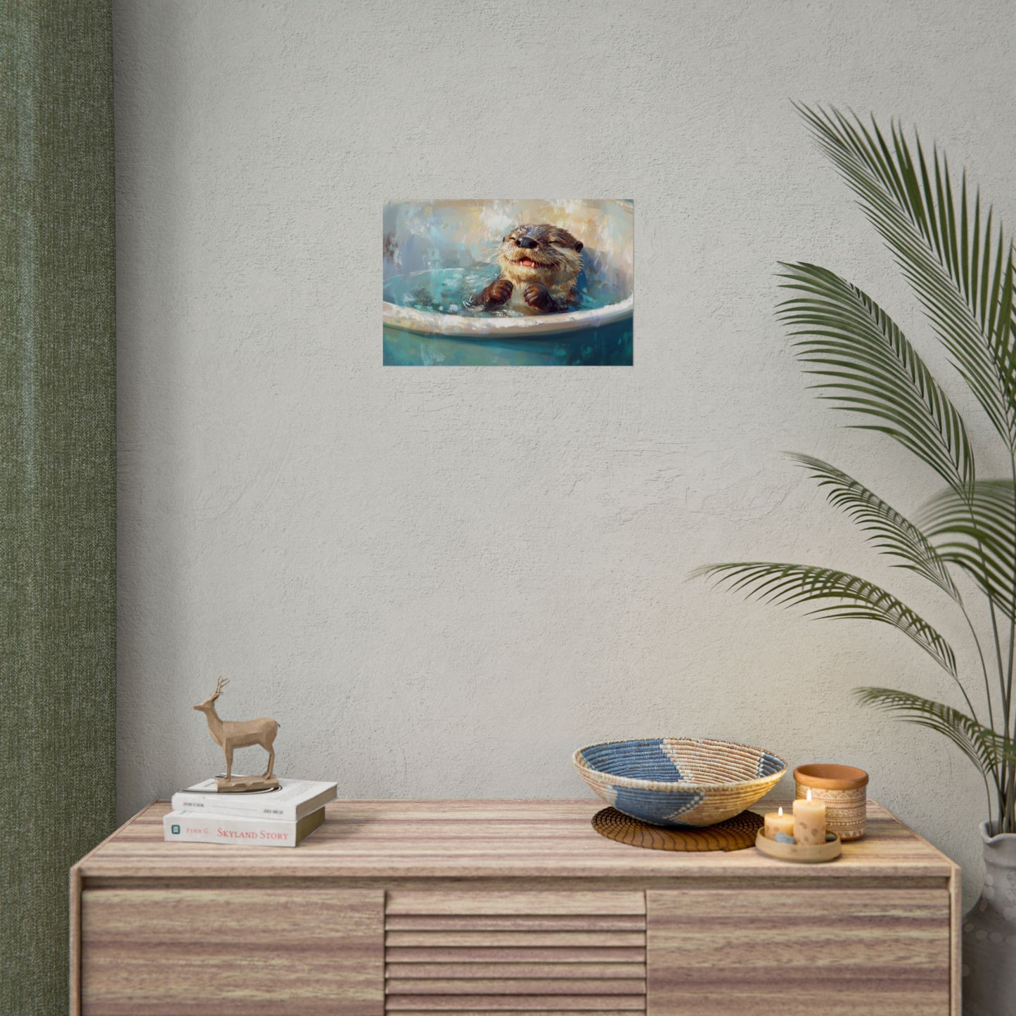 Playful Otter Taking A Bath - Premium Art Print