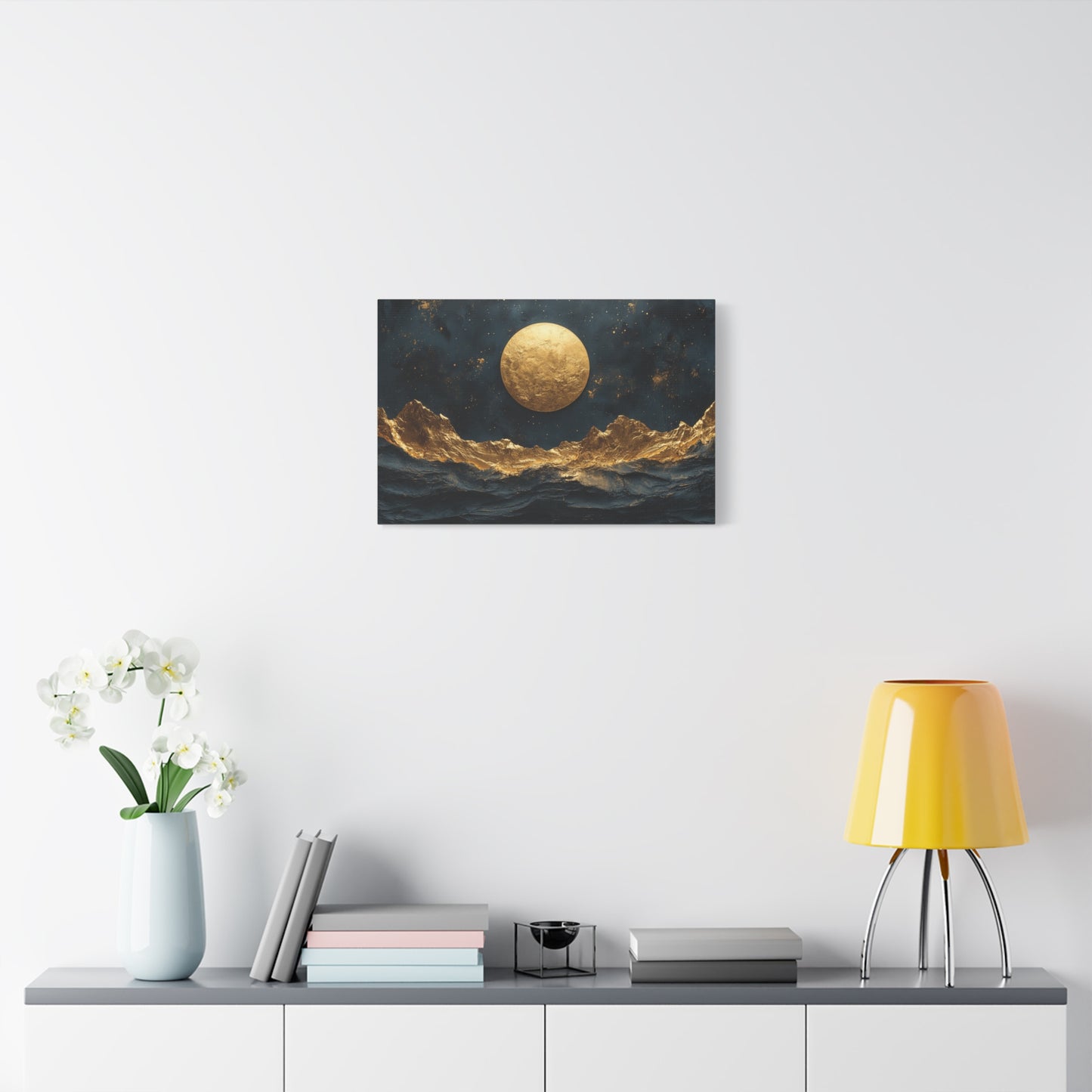 Gold Leaf Gold Moon Landscape - Canvas