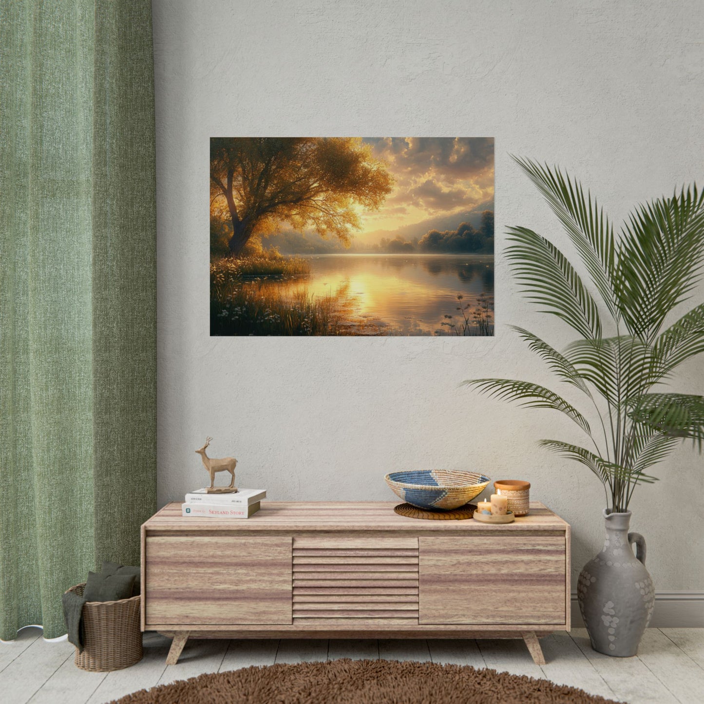 Peaceful Waterside Tranquility - Premium Art Print