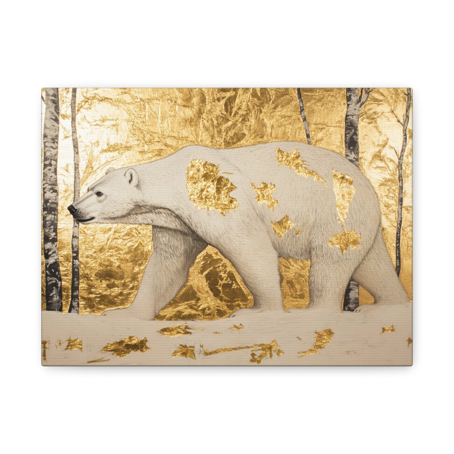 Gold Leaf Polar Bear - Canvas