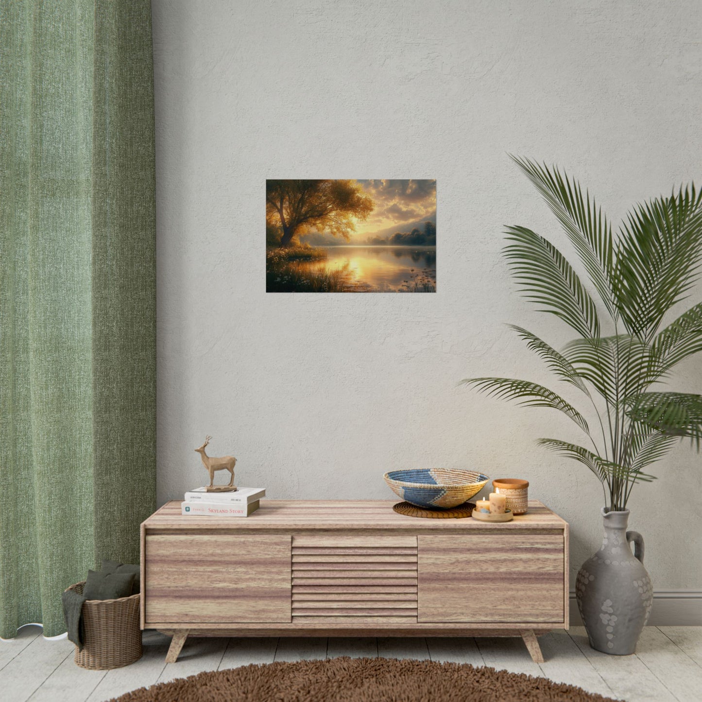 Peaceful Waterside Tranquility - Premium Art Print