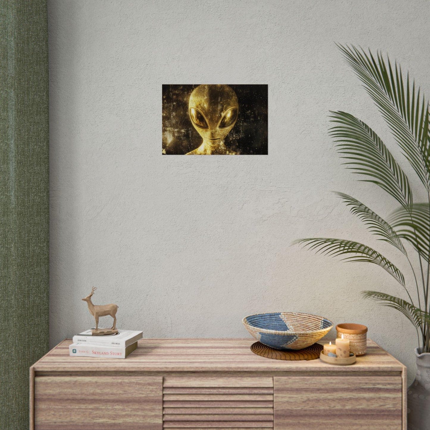 Gold Leaf Extraterrestrial Alien Art - Premium Art Print