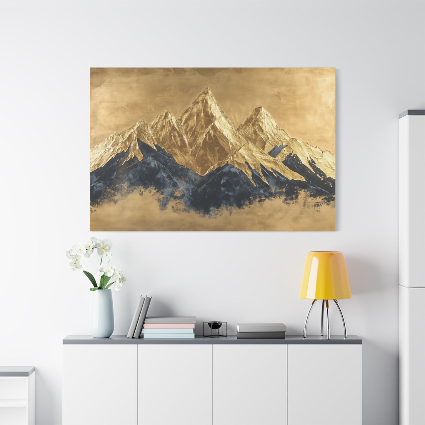 Gold Leaf Mountain Range Art - Canvas