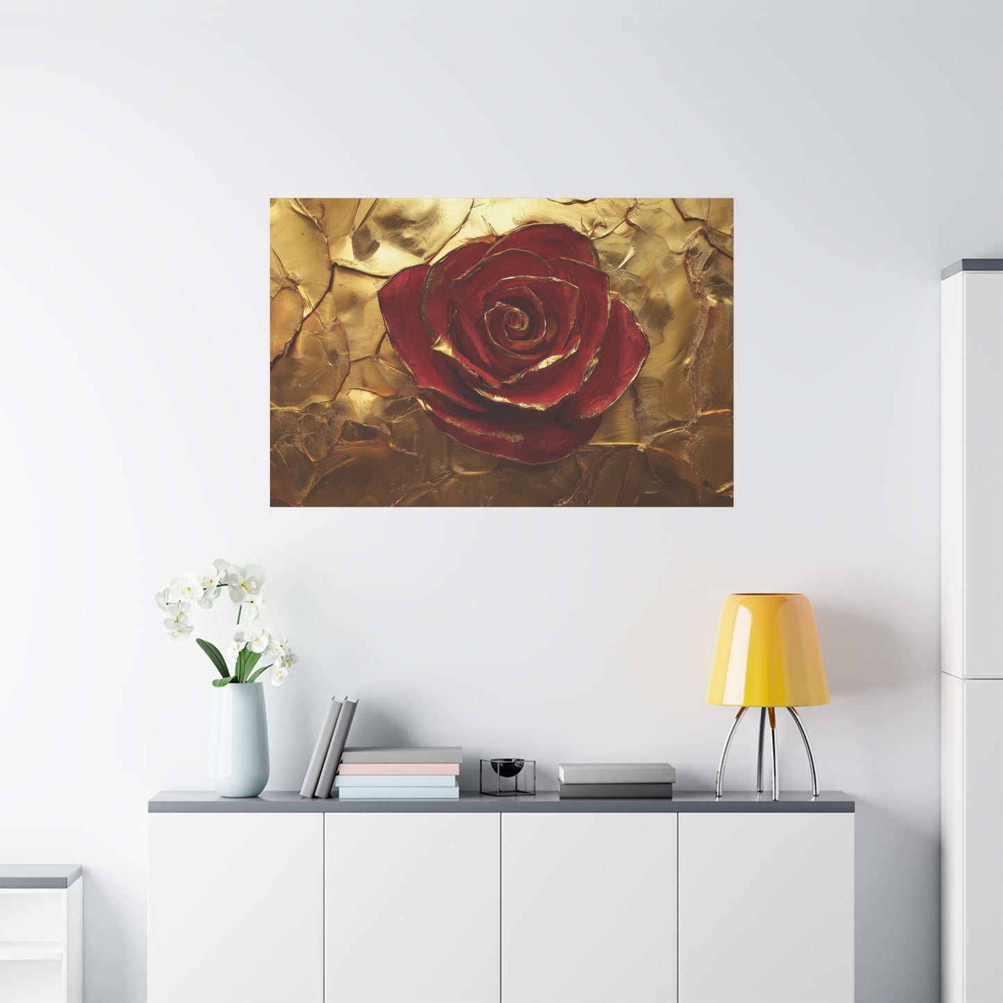 Gold Leaf Elegant Rose - Canvas