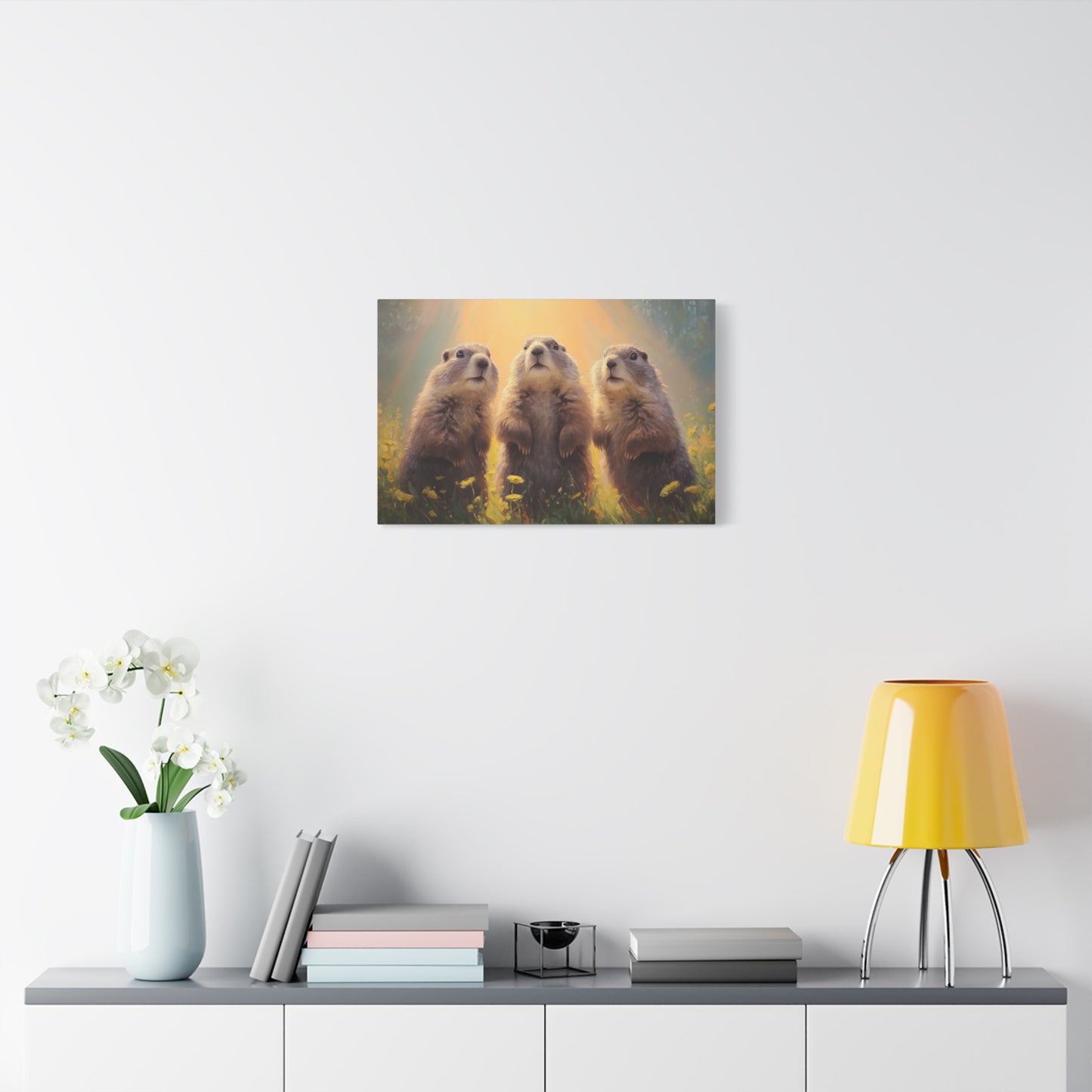 Three Groundhog Friends Marmot Art - Canvas