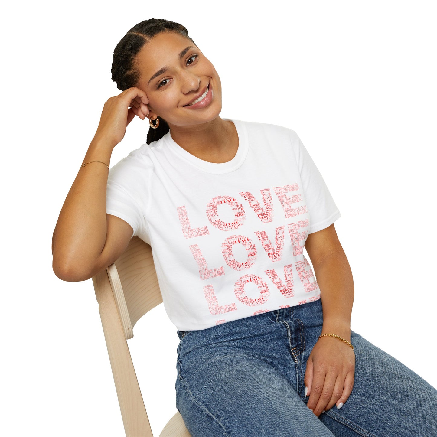 Love And Peace, Novelty Unisex Softstyle T-Shirt