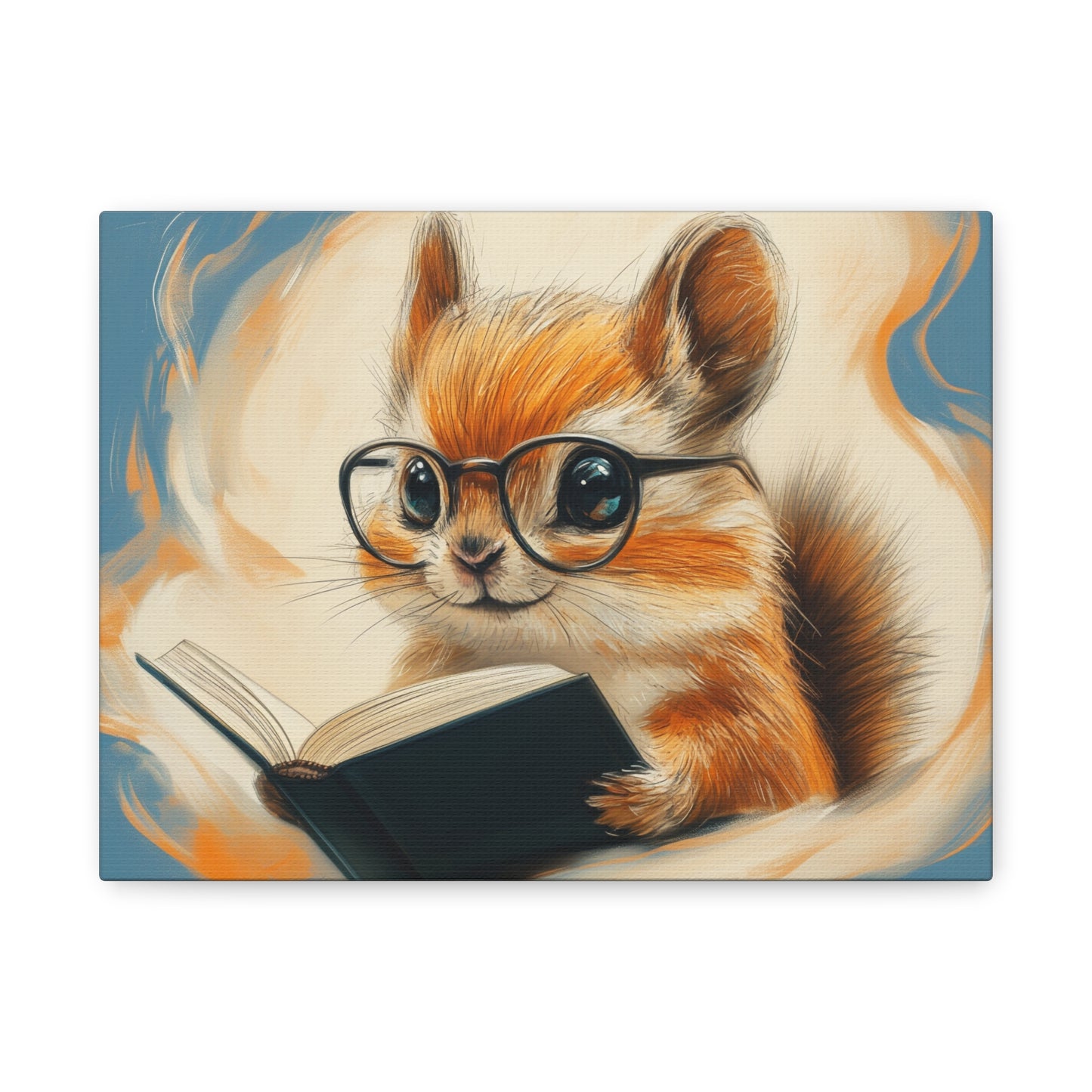 Whimsical Chipmunk Reading A Book - Canvas