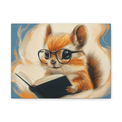 Whimsical Chipmunk Reading A Book - Canvas