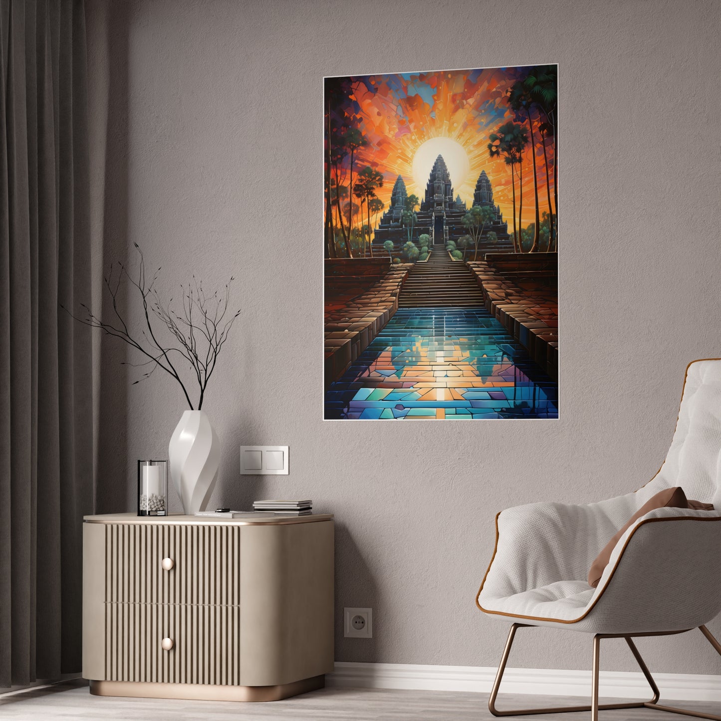 Mosaic Angkor Wat Glossy Art Print