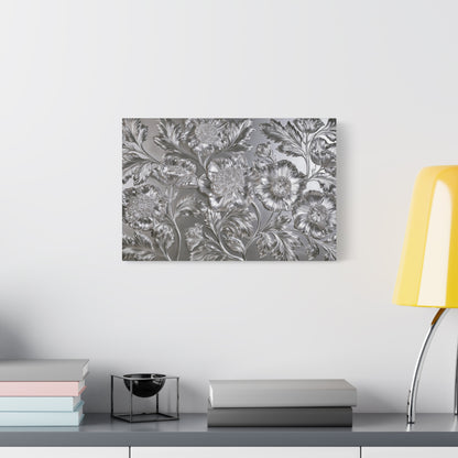 Metallic Silver Floral Art - Canvas