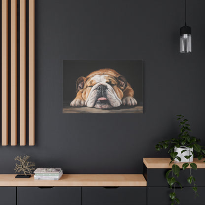 Sleeping Bulldog Canvas Art - Dog Wall Decor