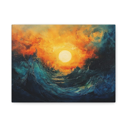 Sun Pierces The Waves Abstract Art - Canvas