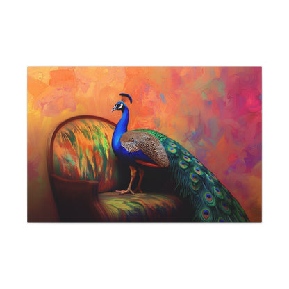 Peacock On A Fancy Chair - Canvas