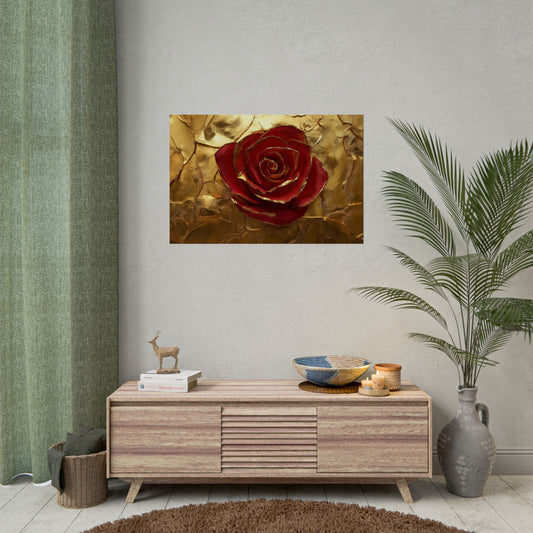 Gold Leaf Elegant Rose - Premium Art Print