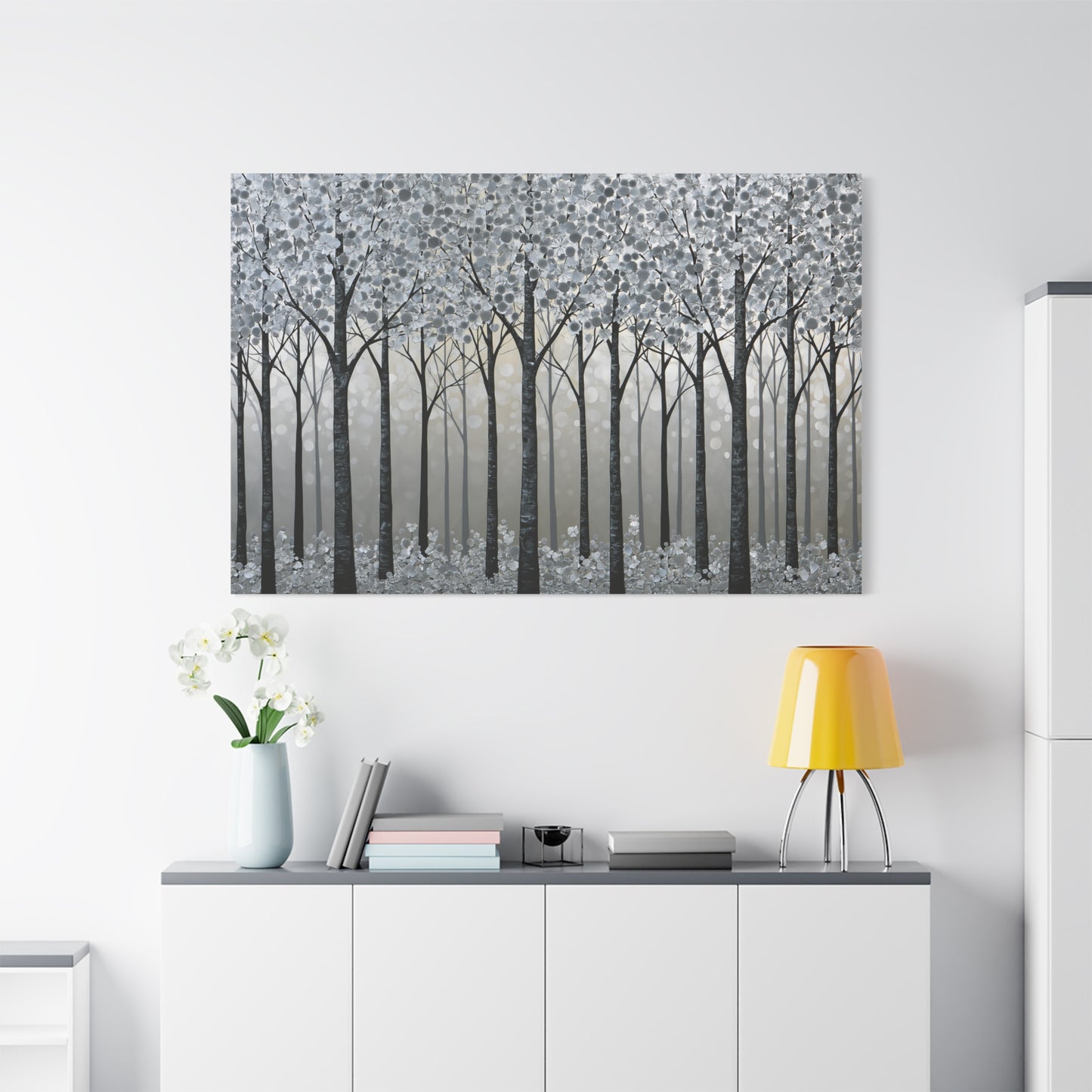 Silver Winter Forest Art - Canvas