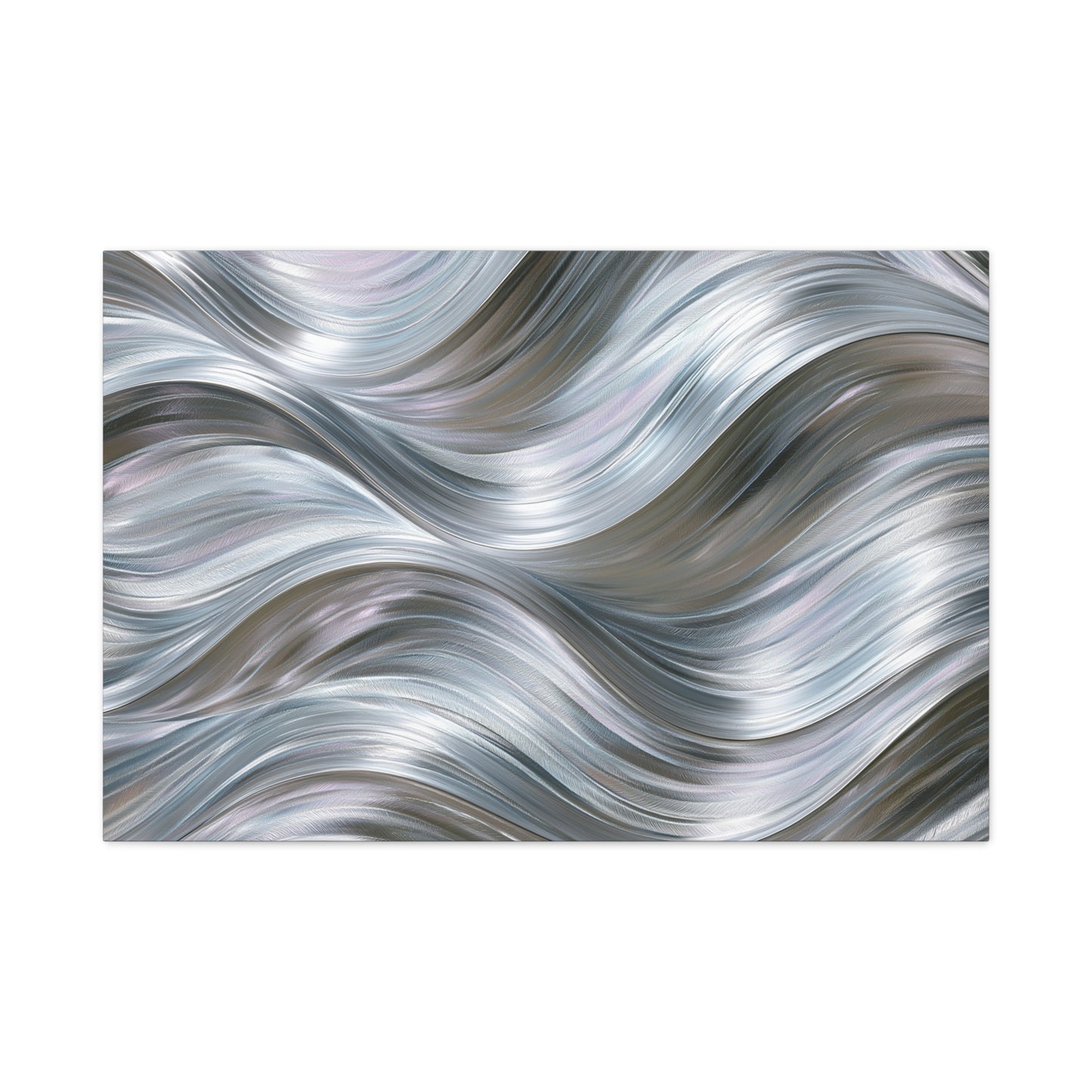 Silver Metallic Wave Art - Canvas