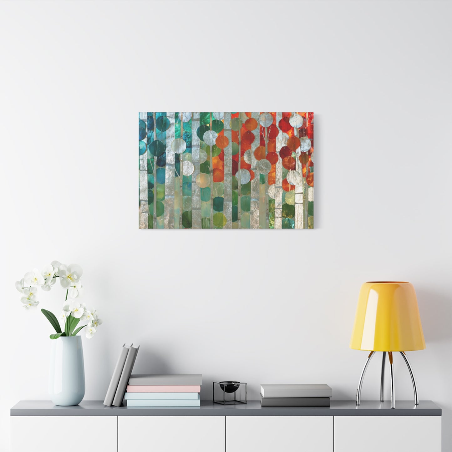 Silver Nature Abstract Color Circle Art - Canvas