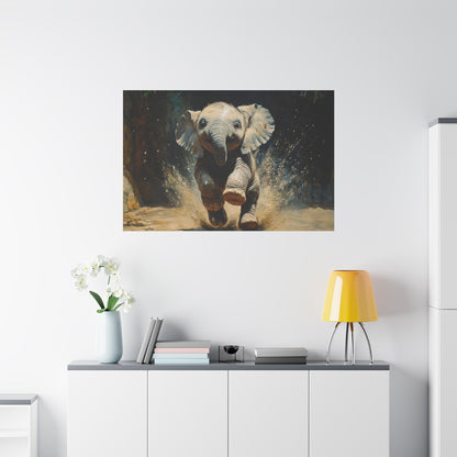 The Playful Elephant Calf Canvas Art