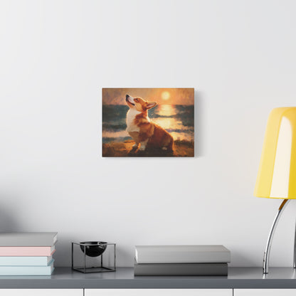 Corgi Sunbathing Canvas Art - Dog Wall Decor - Corgi Art