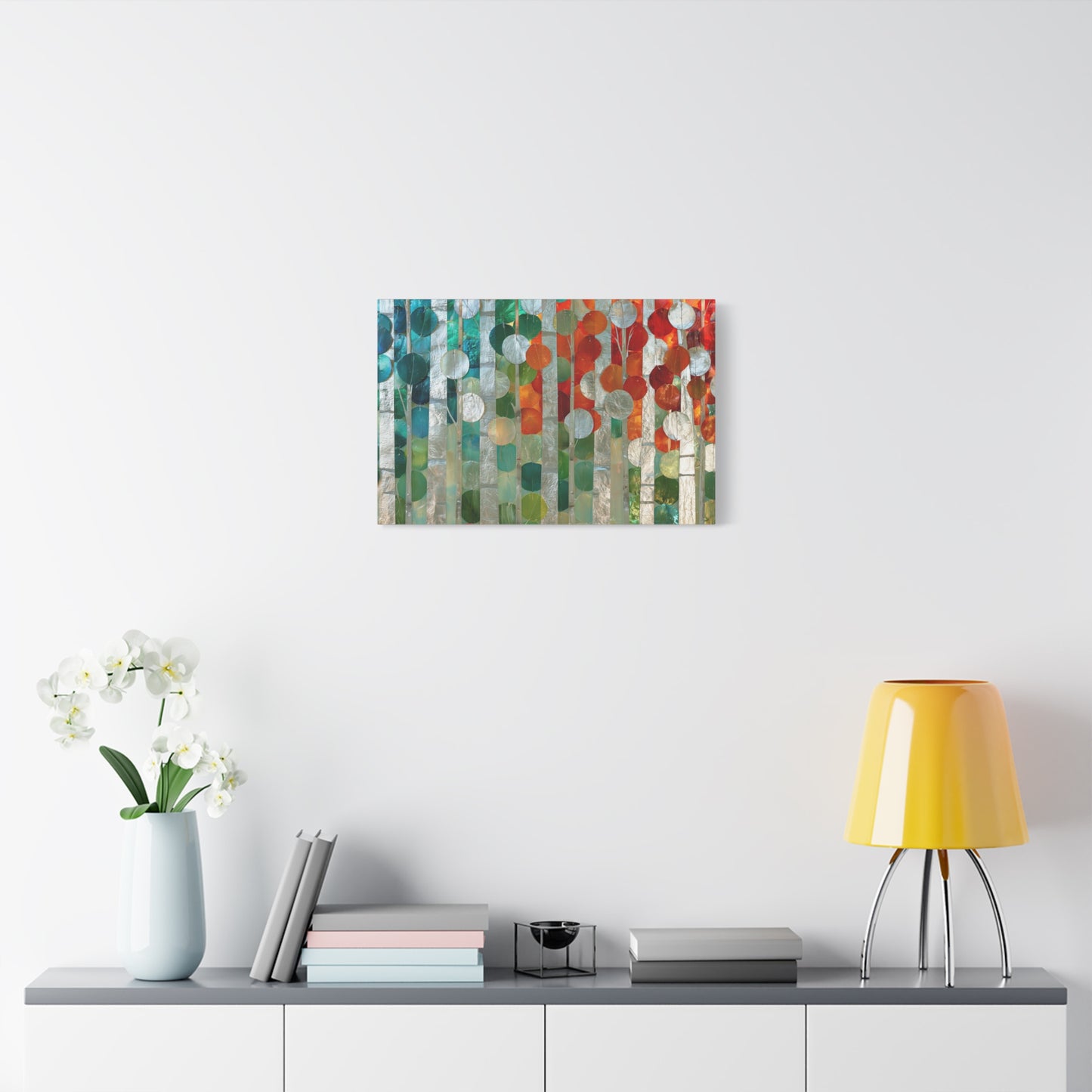 Silver Nature Abstract Color Circle Art - Canvas