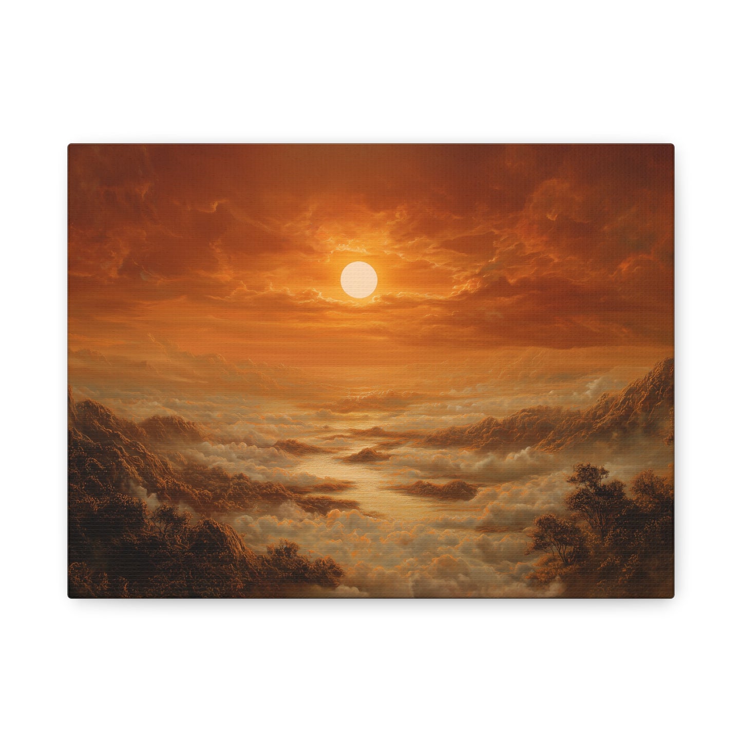 Red Dawn Sunset Landscape Art - Canvas