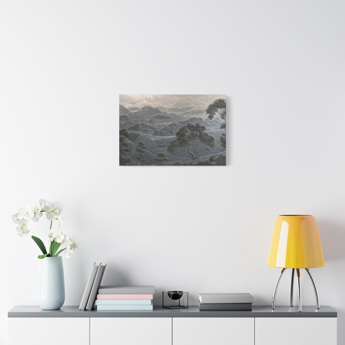 Serene Misty Mountain Landscape Art - Canvas