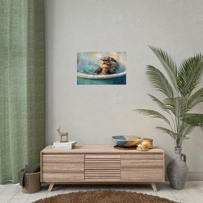 Playful Otter Taking A Bath - Premium Art Print