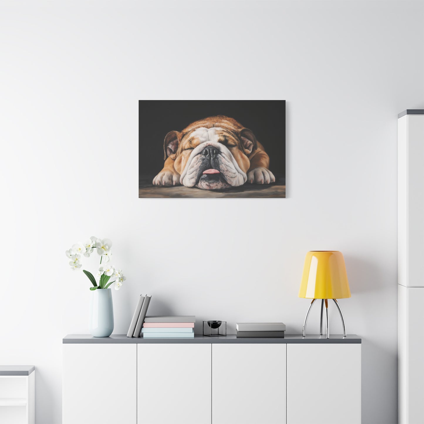 Sleeping Bulldog Canvas Art - Dog Wall Decor