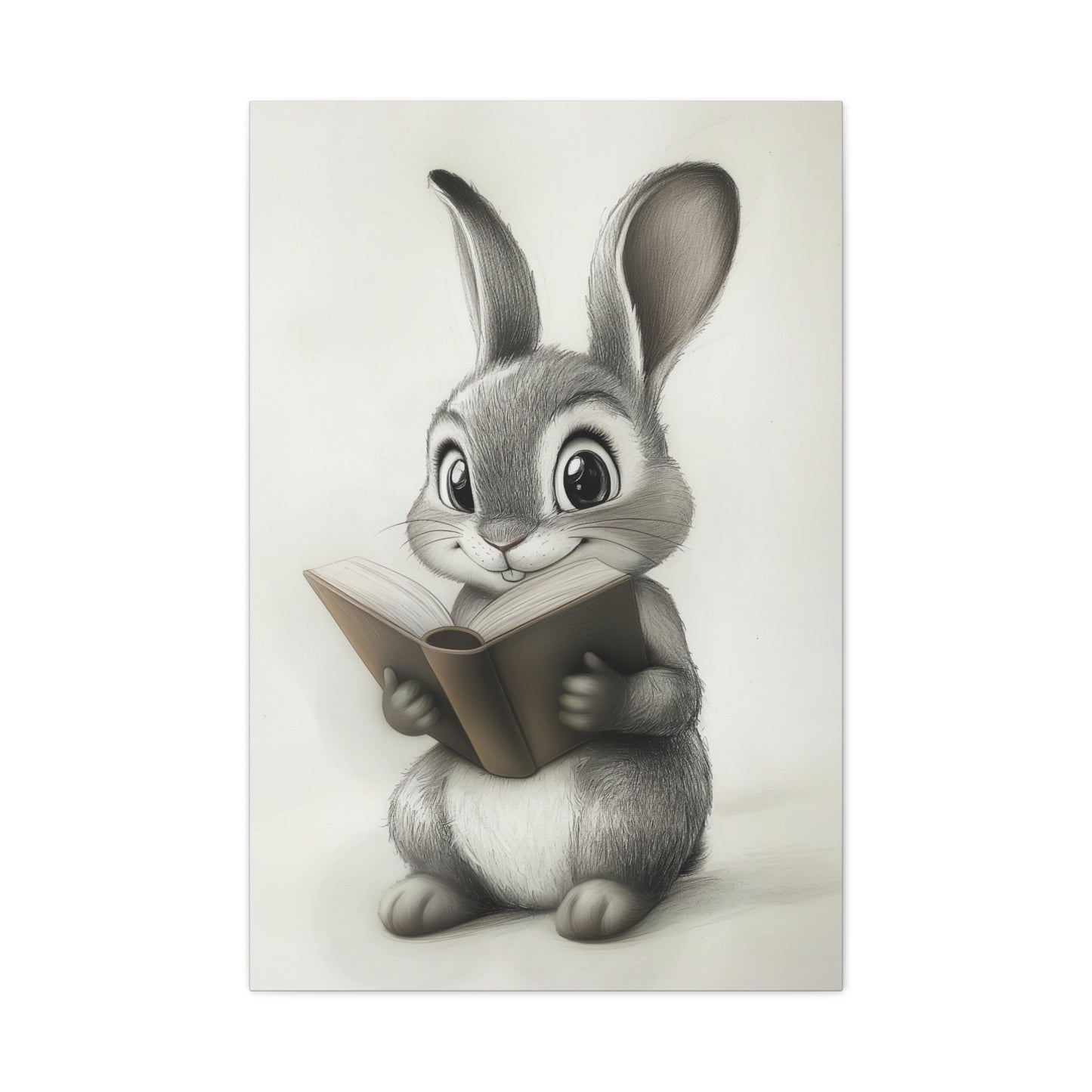 Adorable Rabbit Reading A Book - Canvas