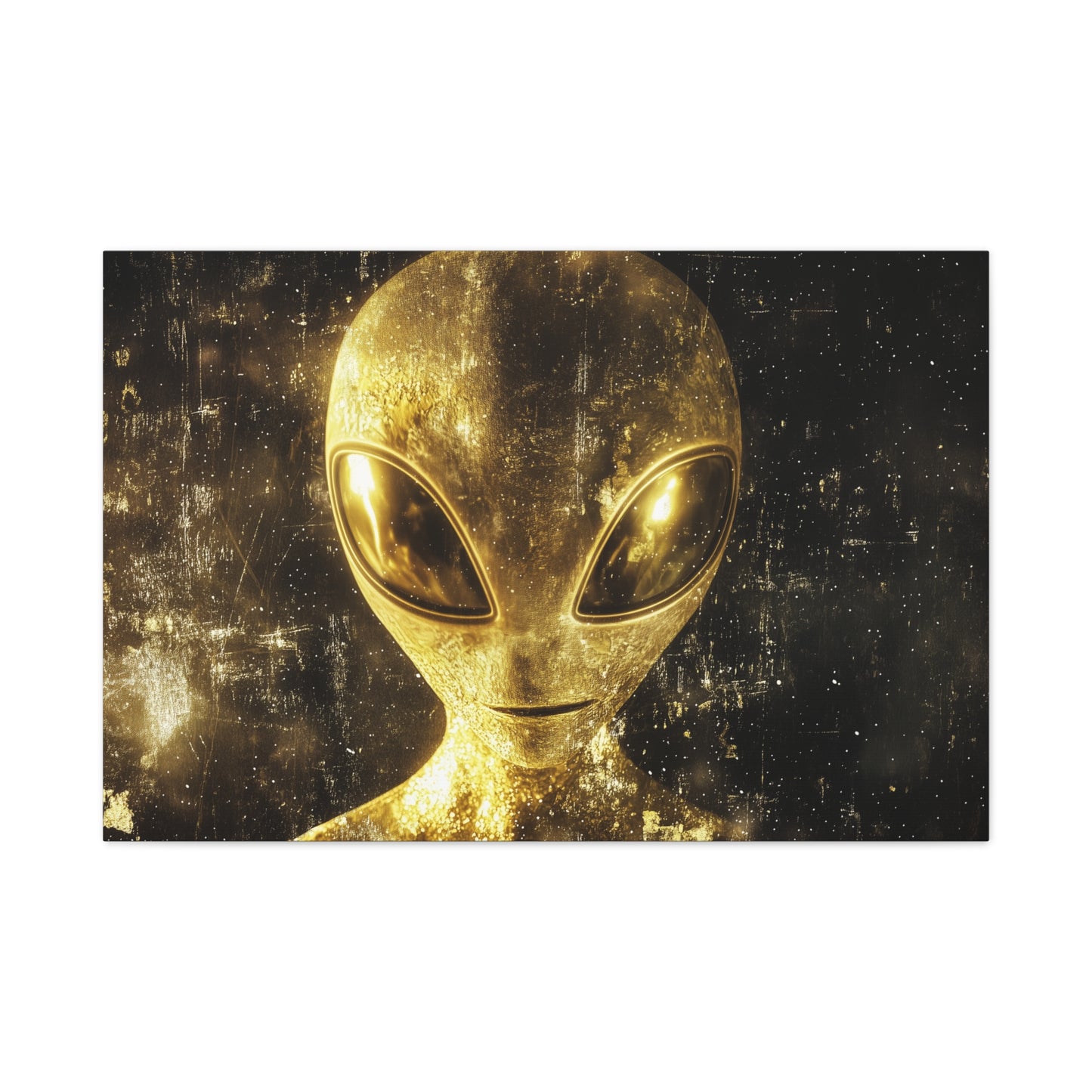Gold Leaf Extraterrestrial Alien Art - Canvas