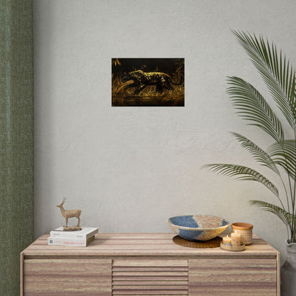 Gold Leaf Black Panther Animal Art - Premium Art Print