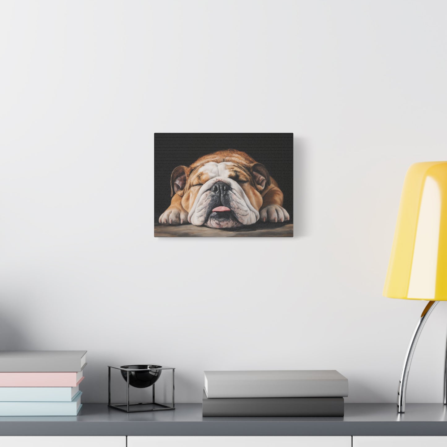 Sleeping Bulldog Canvas Art - Dog Wall Decor