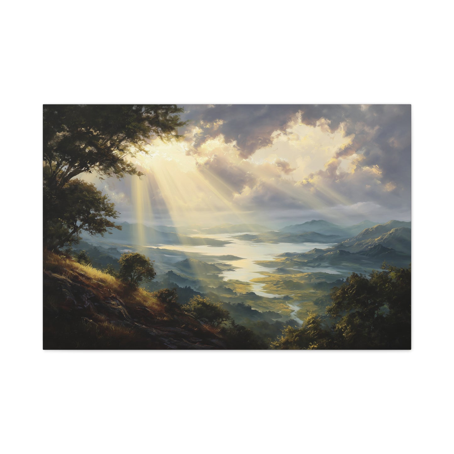 Sun Breaking Through Clouds Nature Art - Canvas