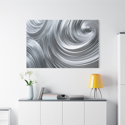 Silver Swirl Abstract Metallic Art - Canvas