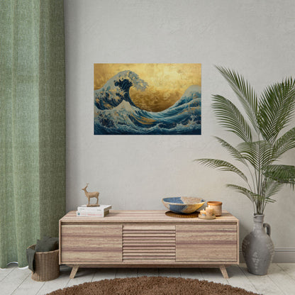 Gold Leaf Ocean Waves - Premium Art Print
