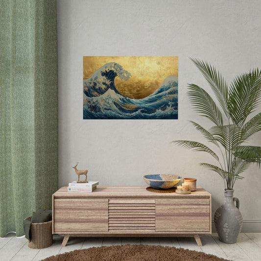 Gold Leaf Ocean Waves - Premium Art Print