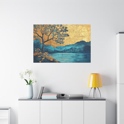 Gold Leaf Blue Gold Landscape - Canvas