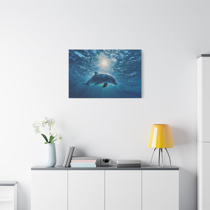 Sunlit Dolphin Underwater Art - Canvas