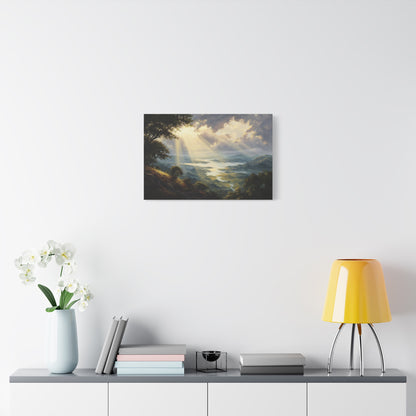 Sun Breaking Through Clouds Nature Art - Canvas