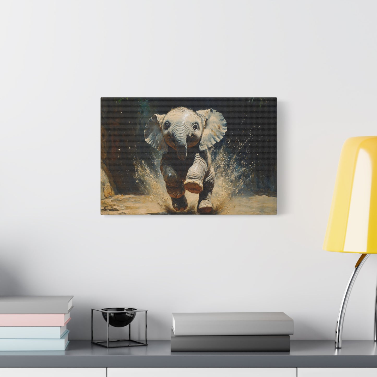 The Playful Elephant Calf Canvas Art