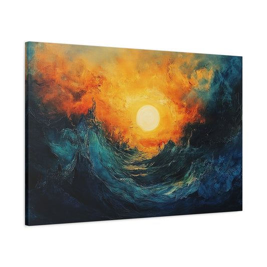 Sun Pierces The Waves Abstract Art - Canvas
