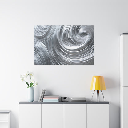 Silver Swirl Abstract Metallic Art - Canvas