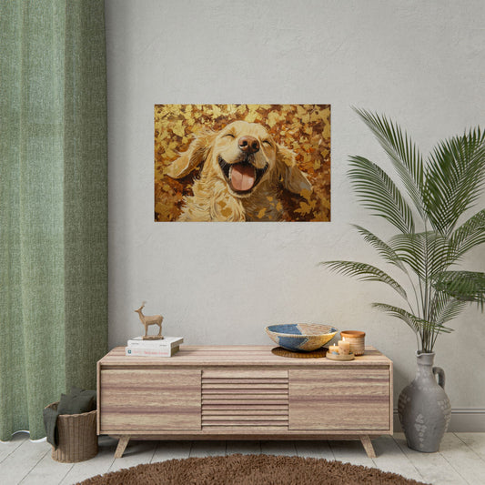 Gold Leaf Golden Retriever - Premium Art Print