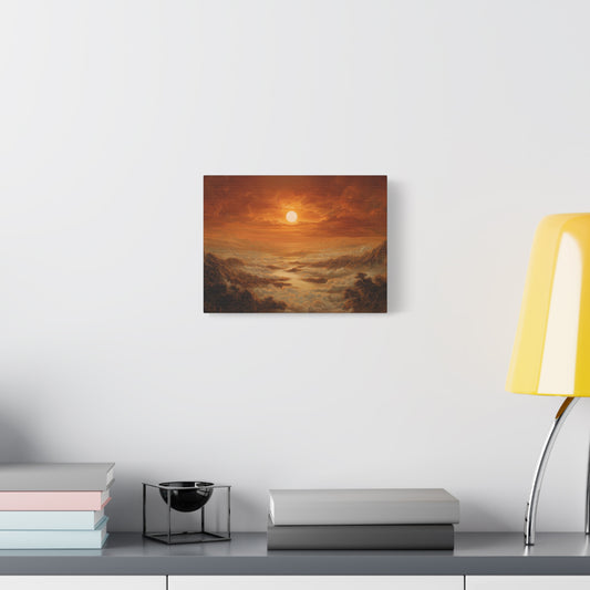 Red Dawn Sunset Landscape Art - Canvas